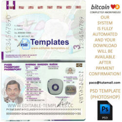 sweden passport template, editable in  photoshop. psd fake template, pay by bitcoin, paypal or card