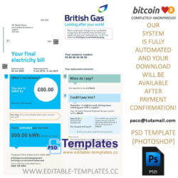 british gass uk bill template,editable in photoshop.psd fake template,pay by bitcoin,paypal or card