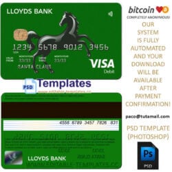 credit card template, editable in  photoshop. psd fake template, pay by bitcoin, paypal or card
