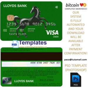 credit card template, editable in  photoshop. psd fake template, pay by bitcoin, paypal or card