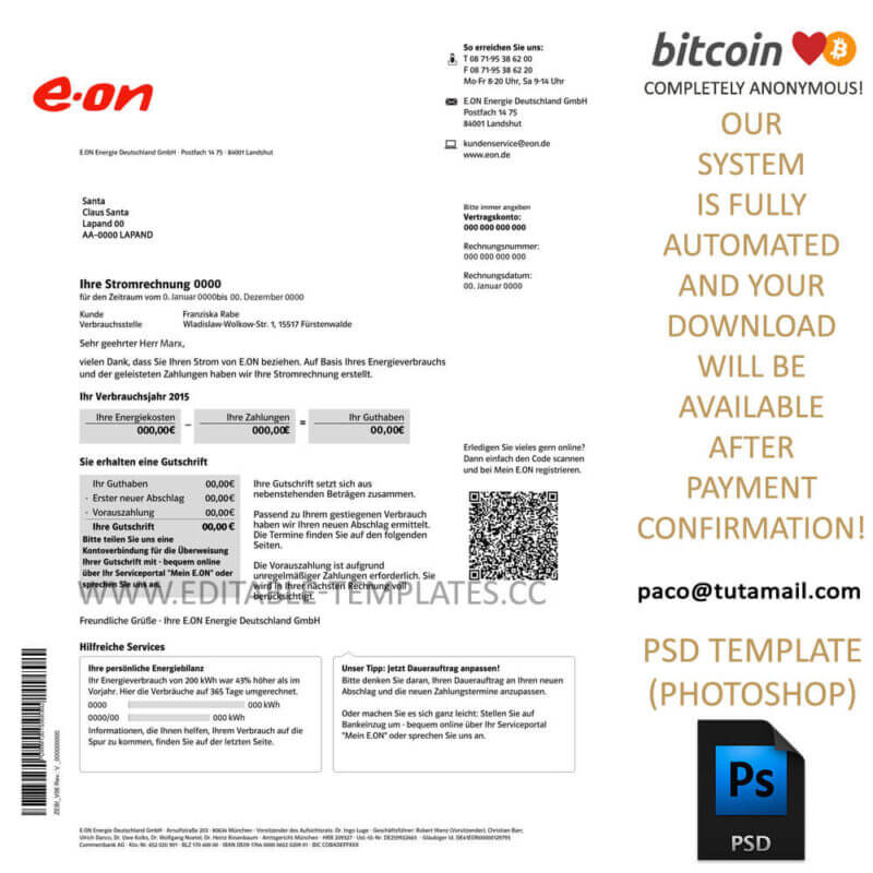 eon german bill template,editable in photoshop.psd fake template,pay by bitcoin,paypal or card