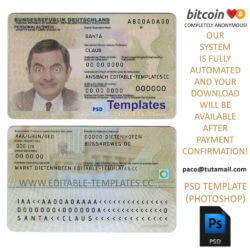german id template,editable in photoshop.psd fake template,pay by bitcoin,paypal or card