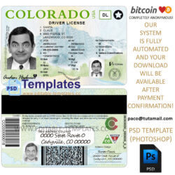 colorado driver license template,editable in photoshop.psd fake template,pay by bitcoin,paypal or card