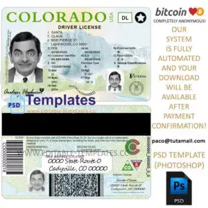 colorado driver license template,editable in photoshop.psd fake template,pay by bitcoin,paypal or card