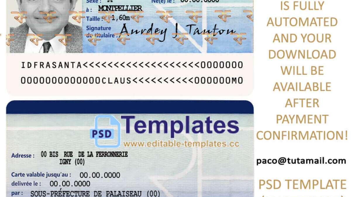 France Id Card Editable Psd Template