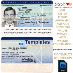france idt emplate,editable in photoshop.psd fake template,pay by bitcoin,paypal or card