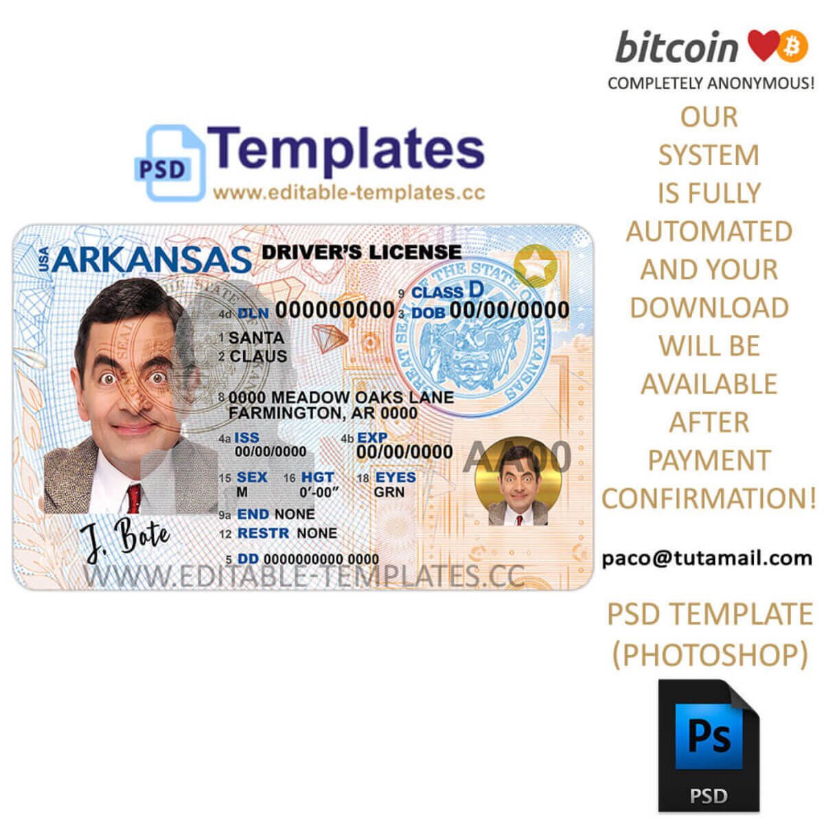 Arkansas Driving Licence Template EditableTemplates