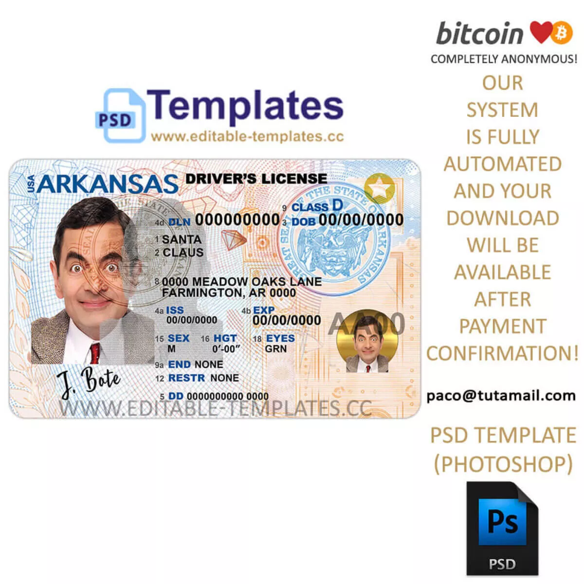 Arkansas Driving Licence Template | Editable-Templates