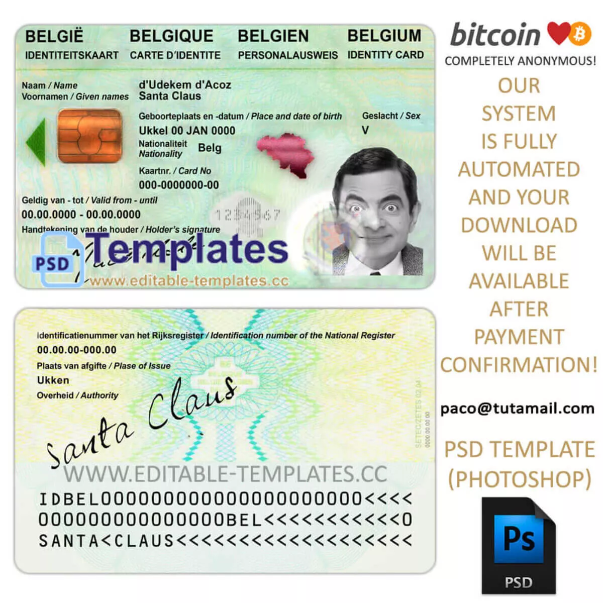 Belgium ID Template | Editable-Templates