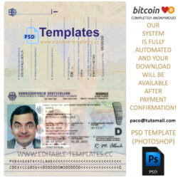 germany elctronic passport template, editable in  photoshop. psd fake template, pay by bitcoin, paypal or card