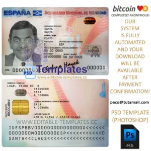spain driving licence template, editable in  photoshop. psd fake template, pay by bitcoin, paypal or card