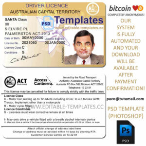 australia driver license template,editable in photoshop.psd fake template,pay by bitcoin,paypal or card