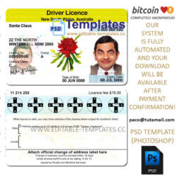 australia, new south wales driving license template, editable in  photoshop. psd fake template, pay by bitcoin, paypal or card