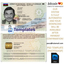 azerbaijan id template,editable in photoshop.psd fake template,pay by bitcoin,paypal or card