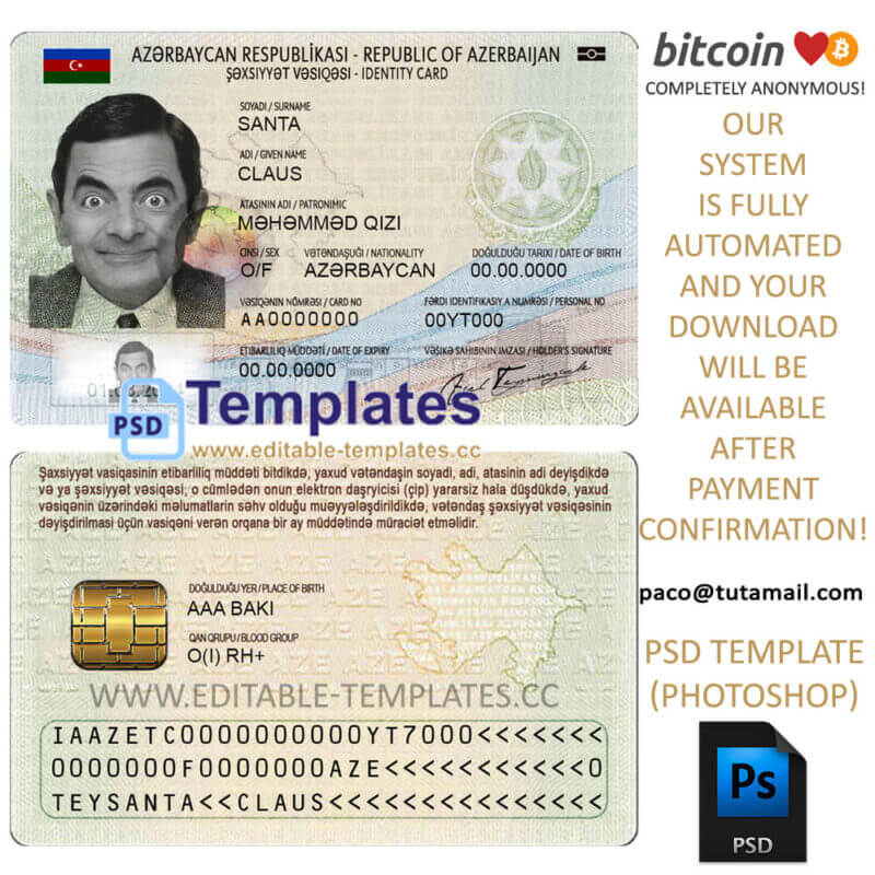 Azerbaijan ID Template | Editable-Templates