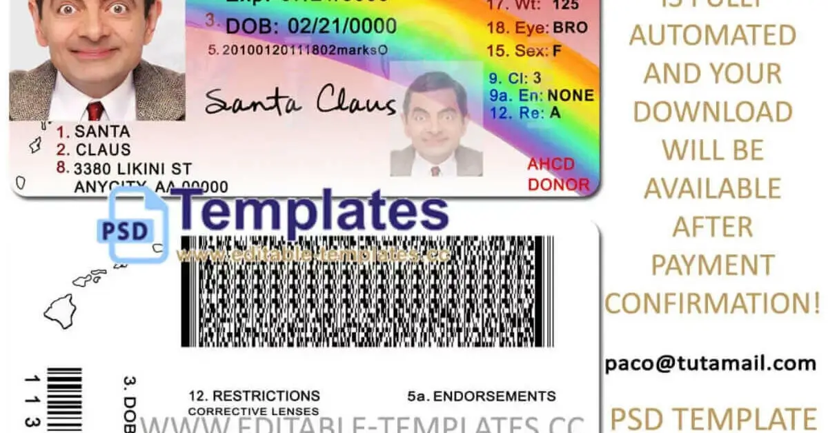 Hawaii Driving Licence Template | Editable-Templates