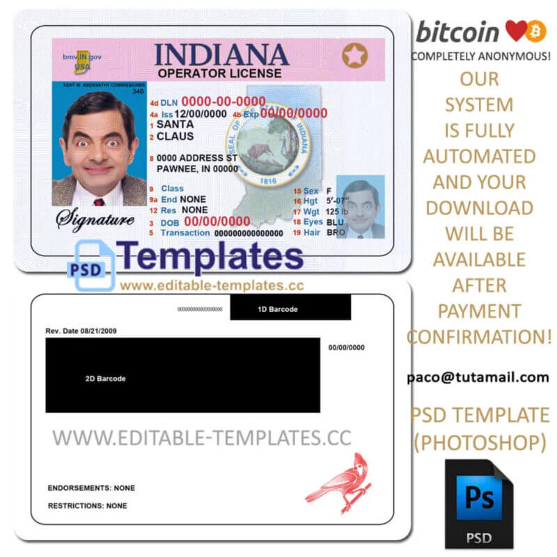 Driving License Template Photoshop File Instant Delivery