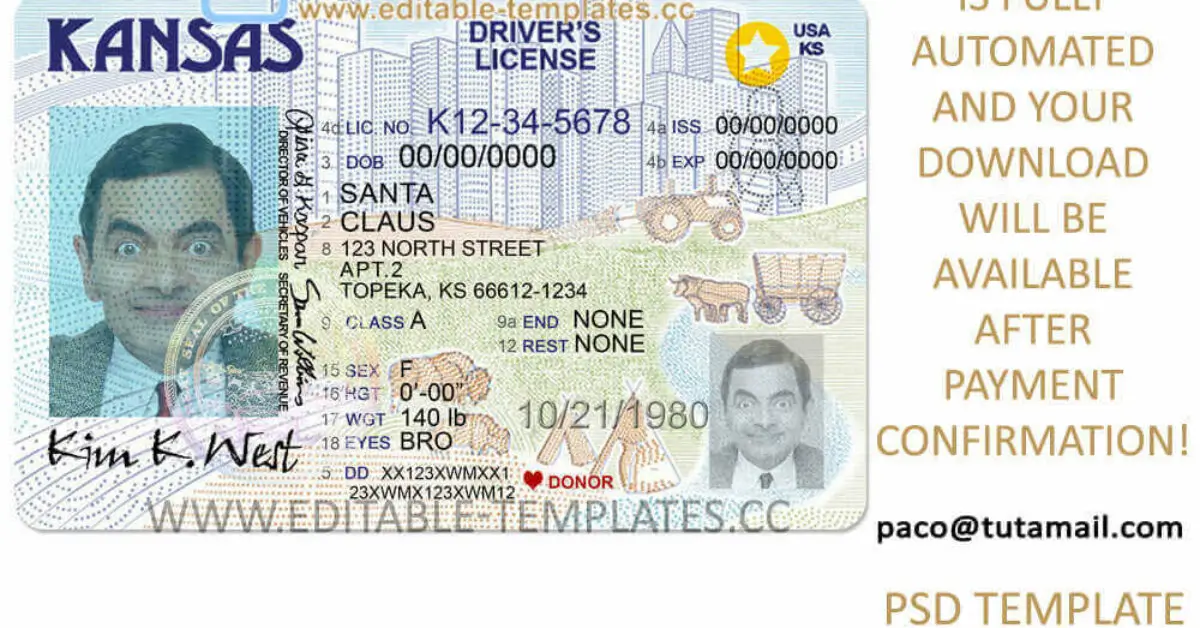 Kansas Driving Licence Template EditableTemplates