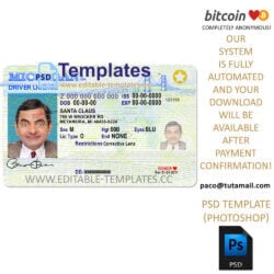 michigan driver license template, editable in  photoshop. psd fake template, pay by bitcoin, paypal or card