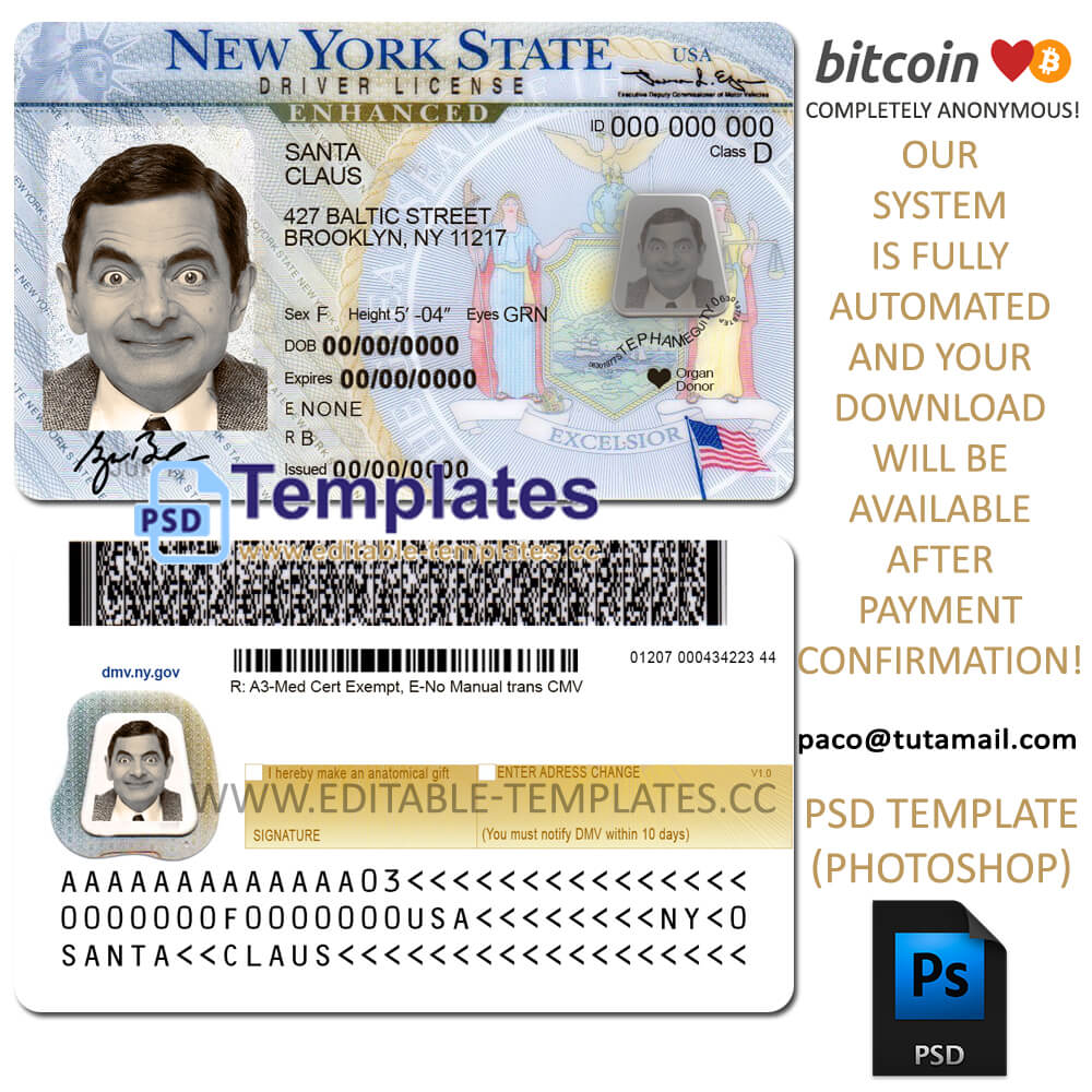 Ny New York Driving Licence Template Editable Templates