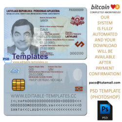 latvia id template, editable in  photoshop. psd fake template, pay by bitcoin, paypal or card