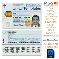 portugal id template, editable in  photoshop. psd fake template, pay by bitcoin, paypal or card