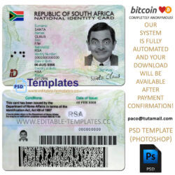 south africa driver licence template, editable in  photoshop. psd fake template, pay by bitcoin, paypal or card