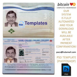 suomi,finland,finish-passport template,editable in photoshop.psd fake template,pay by bitcoin,paypal or card