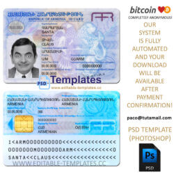armenia id template,editable in photoshop.psd fake template,pay by bitcoin,paypal or card