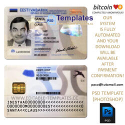 estonia id template,editable in photoshop.psd fake template,pay by bitcoin,paypal or card
