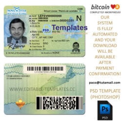 nova scotia driver licence template, editable in  photoshop. psd fake template, pay by bitcoin, paypal or card