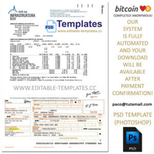 slovenia bill template, editable in photoshop. psd fake template, pay by bitcoin, paypal or card