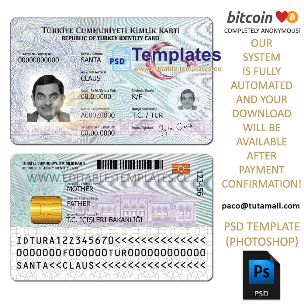 Turkey Id Card Template Psd