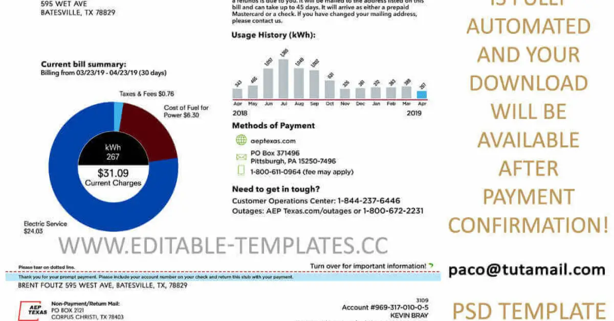 Aes Texas Bill Template EditableTemplates