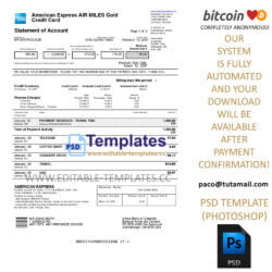 amex express air miles gold credit card statement template,editable in photoshop.psd fake template,pay by bitcoin,paypal or card