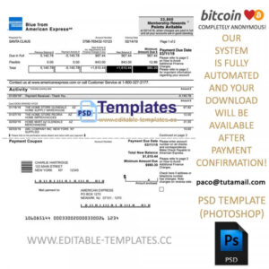 amex statement template,editable in photoshop.psd fake template,pay by bitcoin,paypal or card
