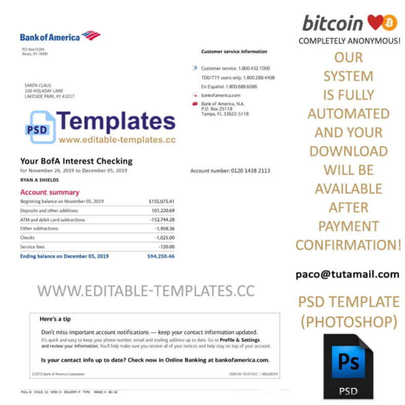 bank of america statement template,editable in photoshop.psd fake template,pay by bitcoin,paypal or card