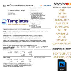 bucksport, maine, pnc bank statement template, editable in  photoshop. psd fake template, pay by bitcoin, paypal or card