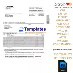 chase statement jp morgan statement template,editable in photoshop.psd fake template,pay by bitcoin,paypal or card