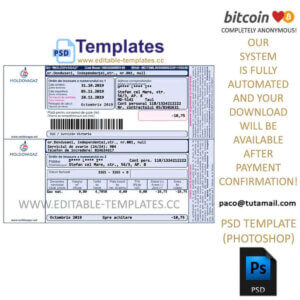 moldovagaz bill template, editable in  photoshop. psd fake template, pay by bitcoin, paypal or card