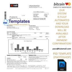 nab statement template, editable in  photoshop. psd fake template, pay by bitcoin, paypal or card