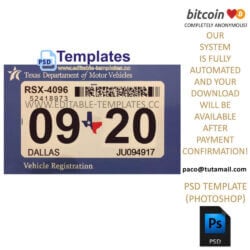 texas auto insurance template, editable in photoshop. psd fake template, pay by bitcoin, paypal or card