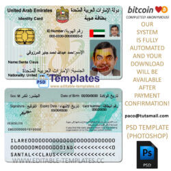 uae, united arab emirates driving licence template, editable in  photoshop. psd fake template, pay by bitcoin, paypal or card