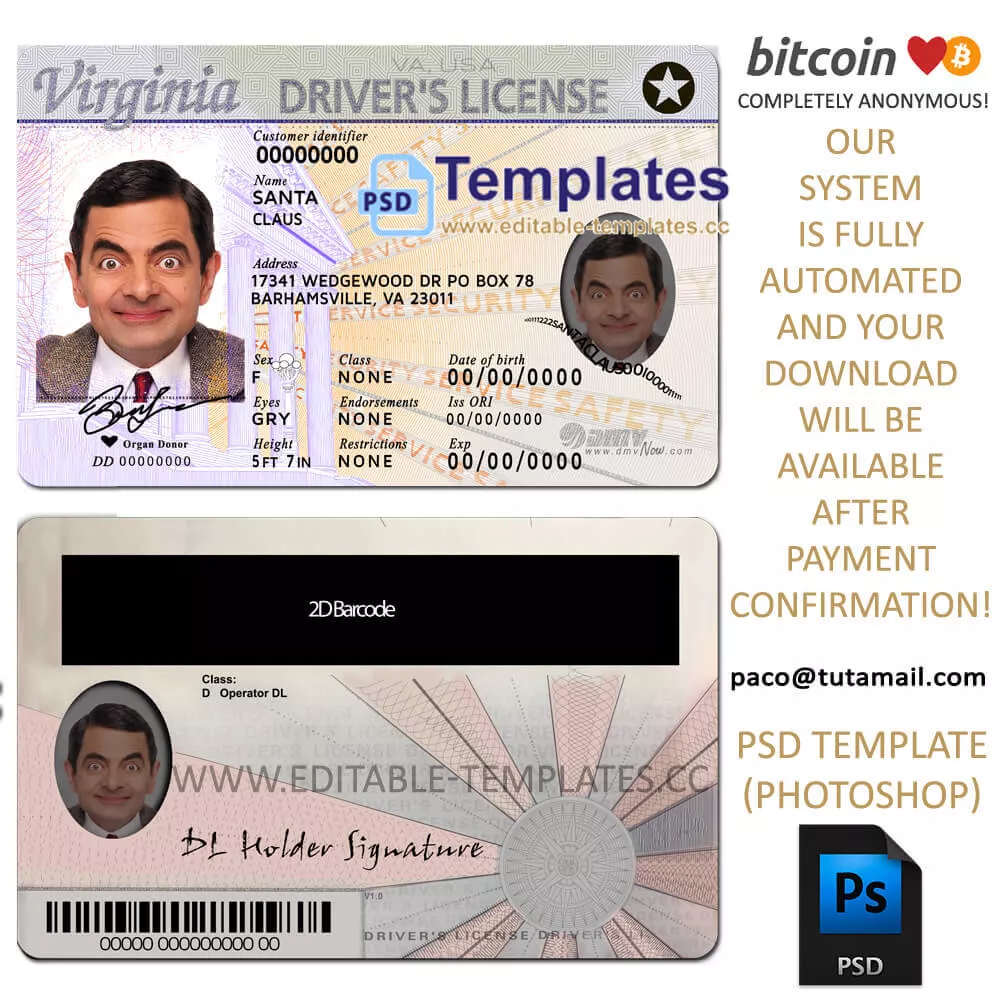 Virginia Driver s License Template Editable Templates