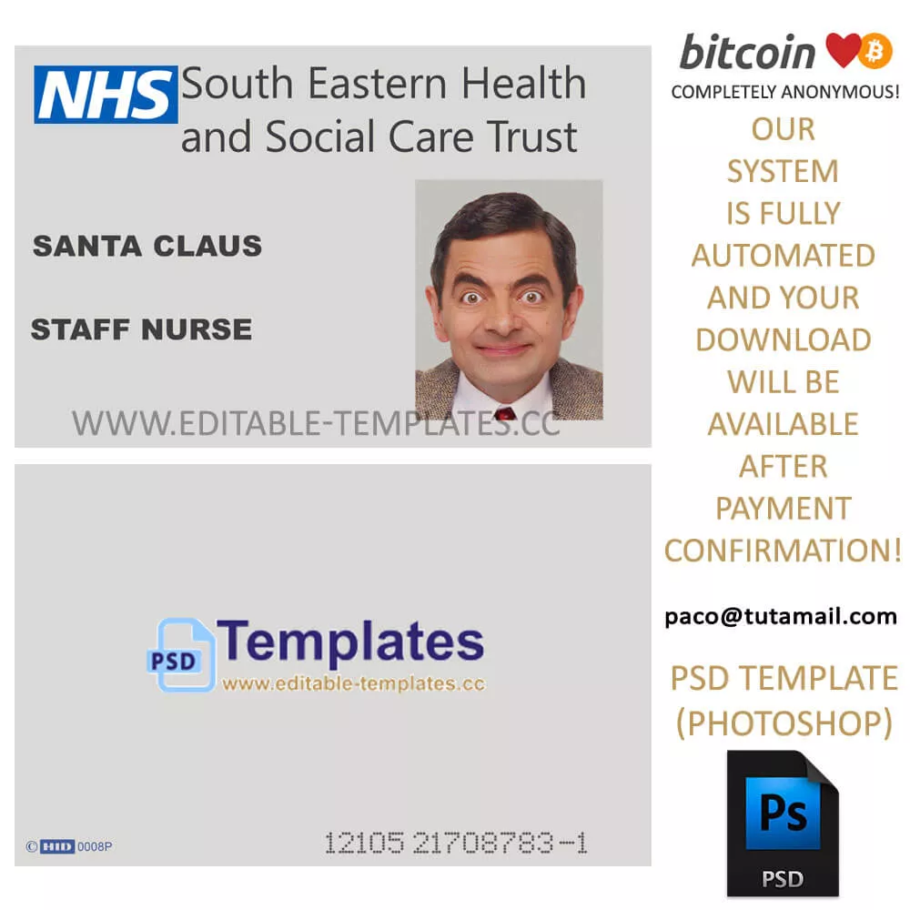 NHS Card UK Template Editable Templates