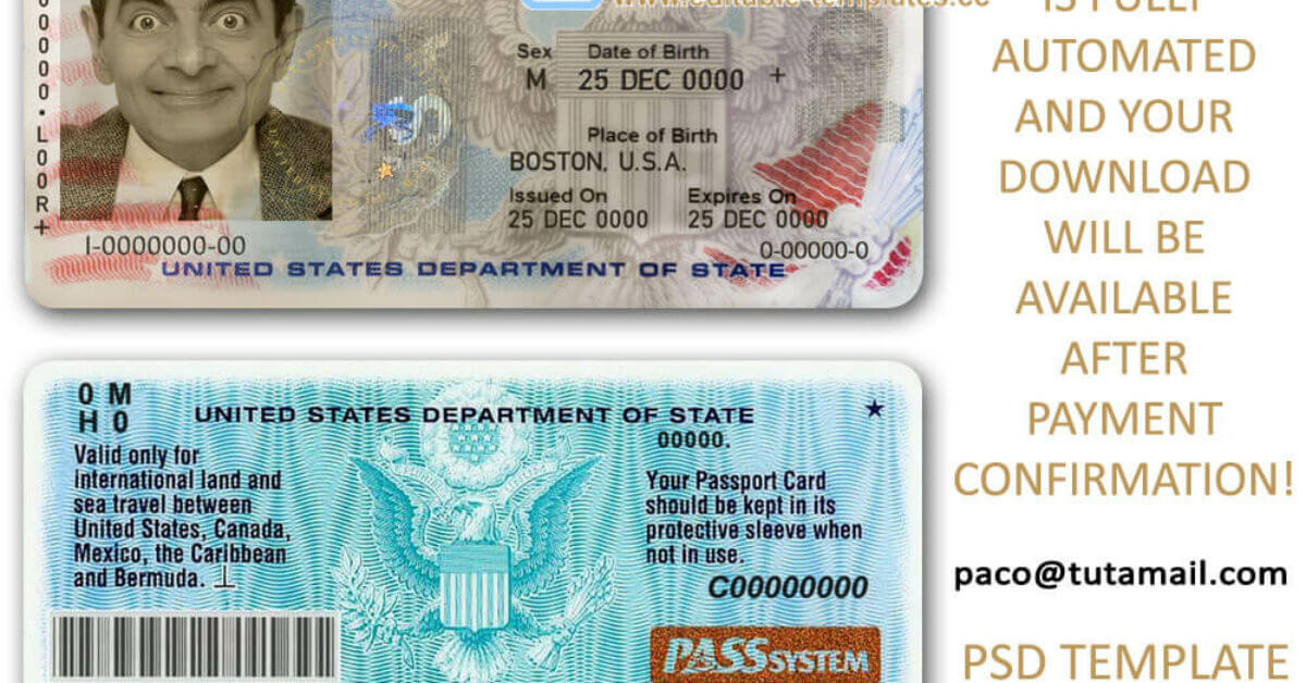 US Passport Card Template | Editable-Templates